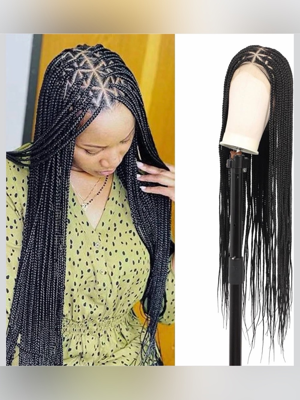 Lexqui 36" 13x8 HD Lace Front Braided Wigs for Women Knotless Braided Wigs - Picture 2 of 5